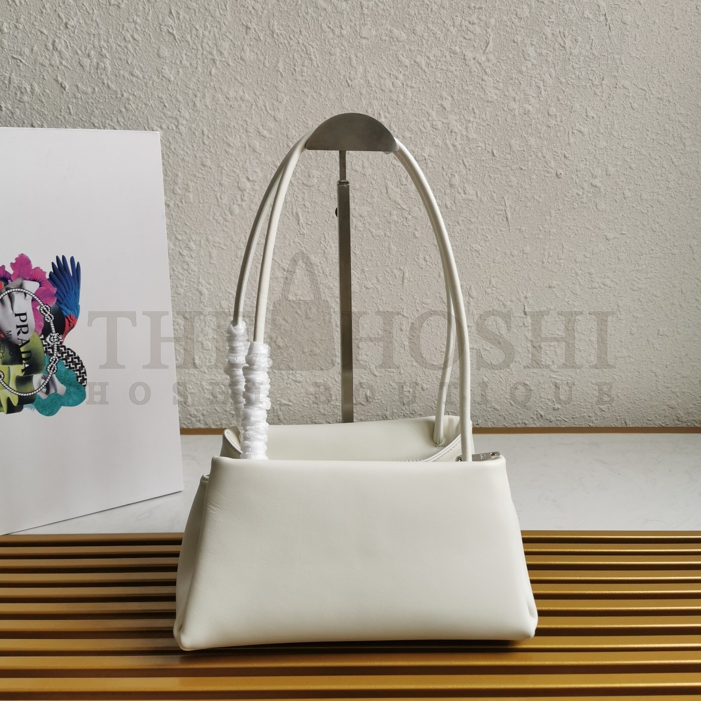 Pra*a S*pernova Small Shoulder Bag In White Leather Master Quality
