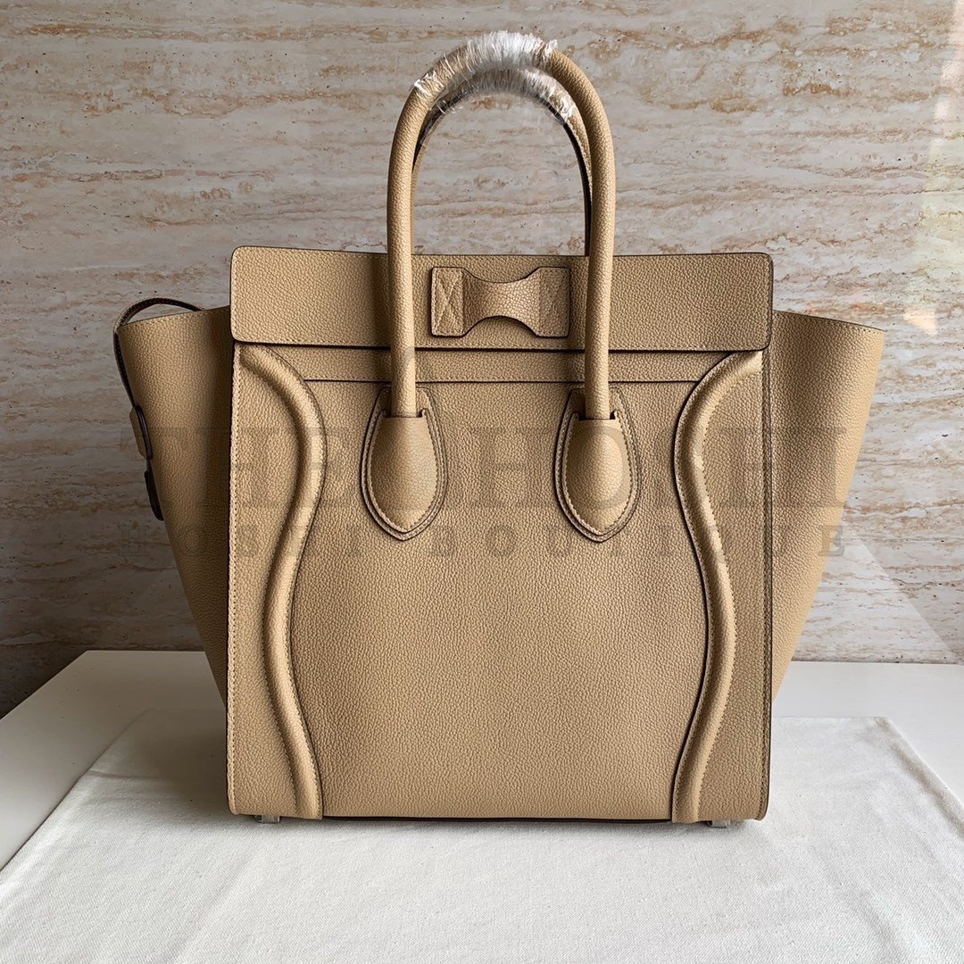 Ce1i*e Mini Luggage Tote Bag In Dune Drummed Calfskin Master Quality