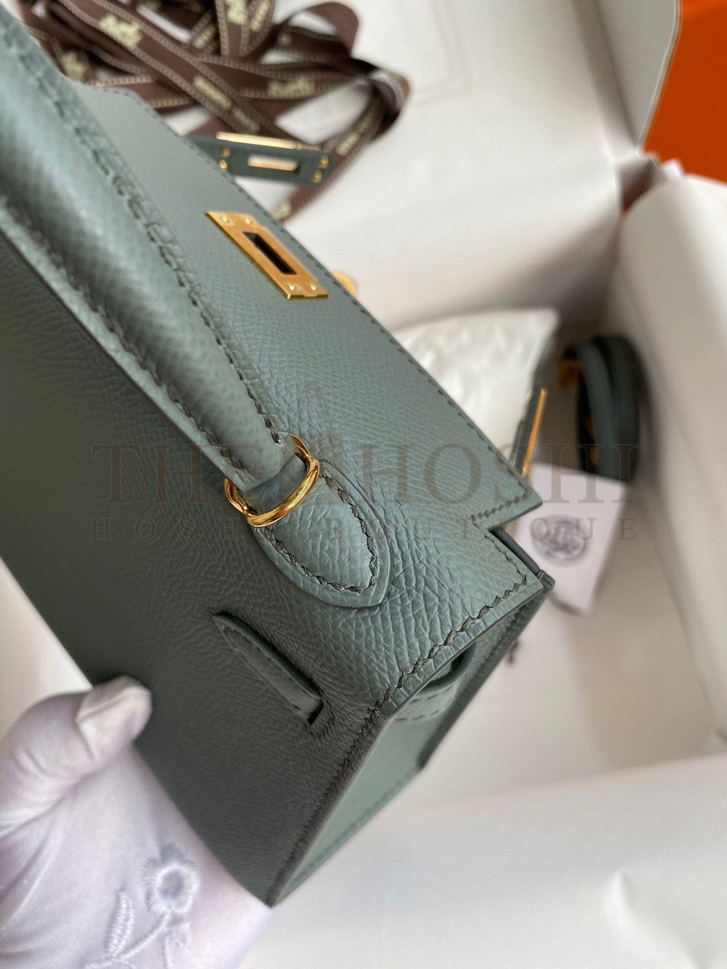 H**me5 Kelly Mini II Sellier Handmade Bag In Vert Amande Epsom Calfskin Master Quality