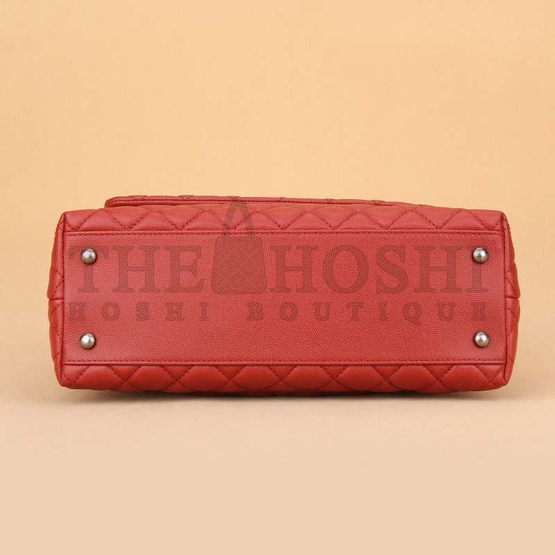 Ch**el Women Flap Bag with Top Handle in Grained Calfskin Leather-Red Master Quality