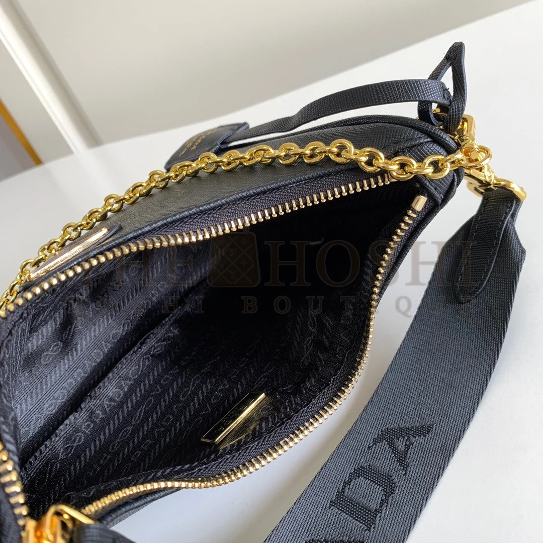Pra*a Re-Edition 2005 Shoulder Bag In Black Saffiano Leather Master Quality