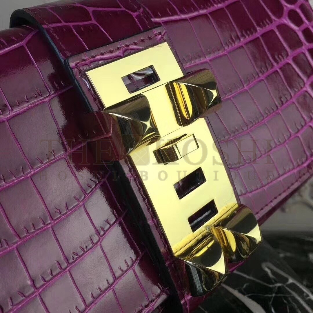 H**me5 Medor Clutch Bag In Fuchsia Crocodile Leather Master Quality