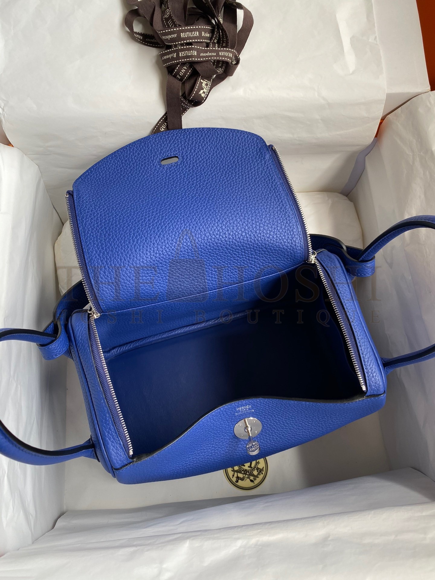 H**me5 Lindy 26 Handmade Bag In Blue Electric Clemence Leather Master Quality