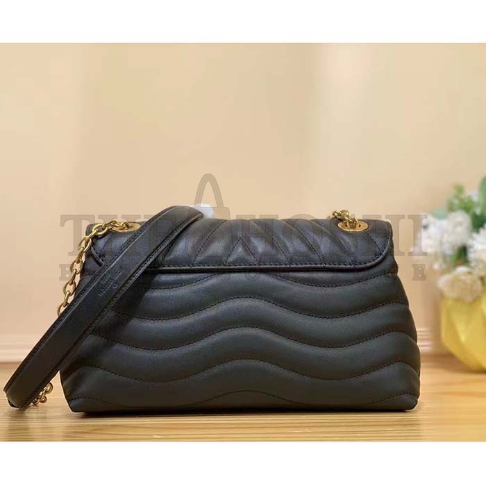 L0vis Vvtt0n LV Women New Wave Chain Bag MM Handbag Black Smooth Cowhide Master Quality