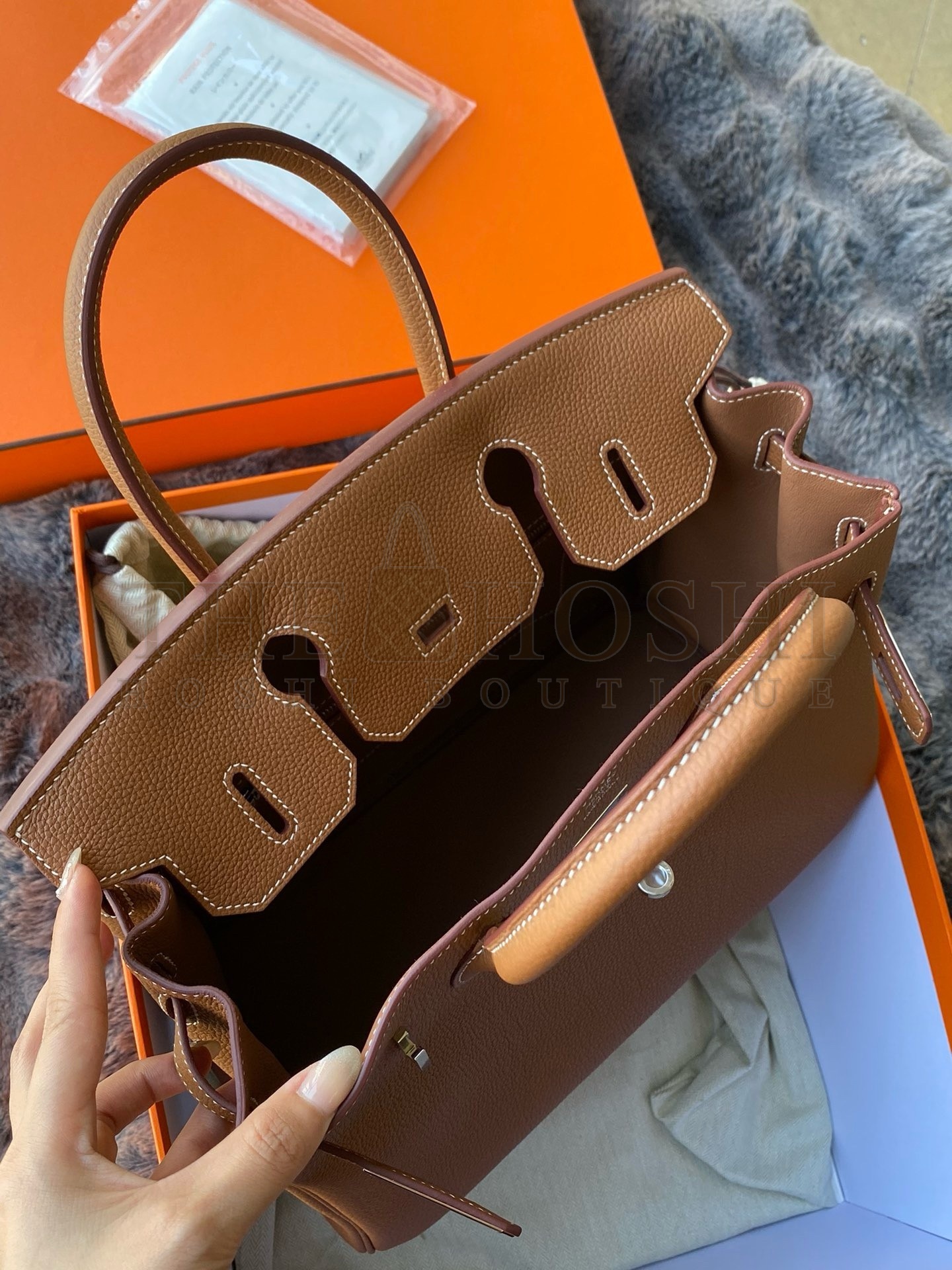 H**me5 Birkin 30 Retourne Handmade Bag in Gold Togo Leather Master Quality