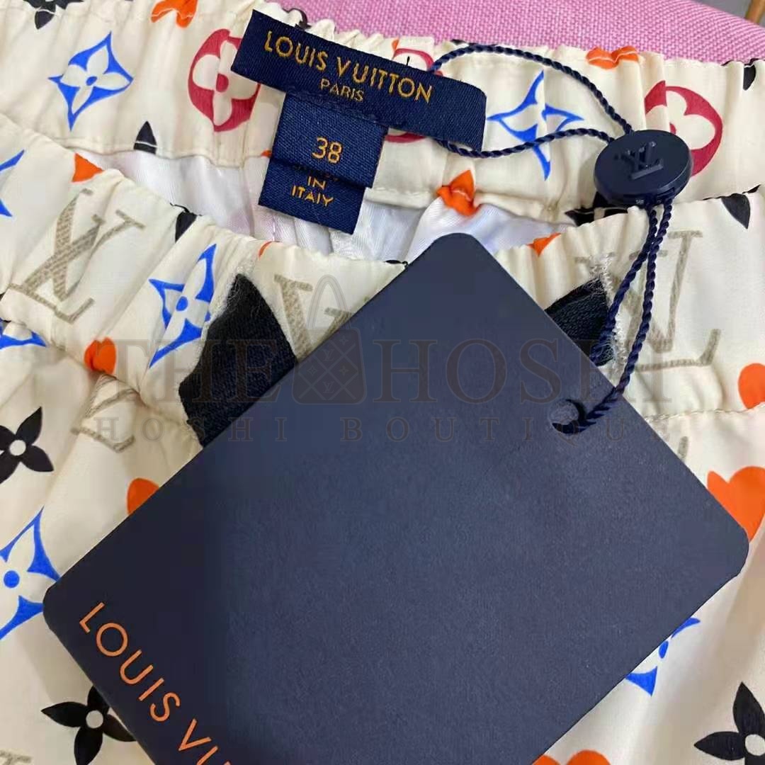 L0vis Vvtt0n Women Game On D-Ring Drawstring Jogging Shorts Monogram Canvas-White Master Quality