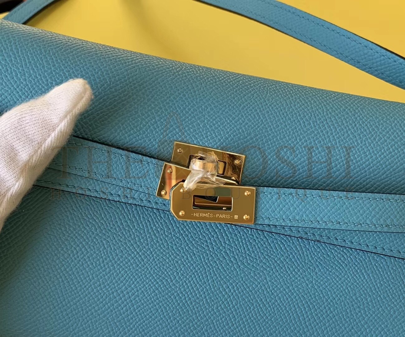 H**me5 Kelly Classique To Go Wallet In Blue Du Nord Epsom Calfskin Master Quality