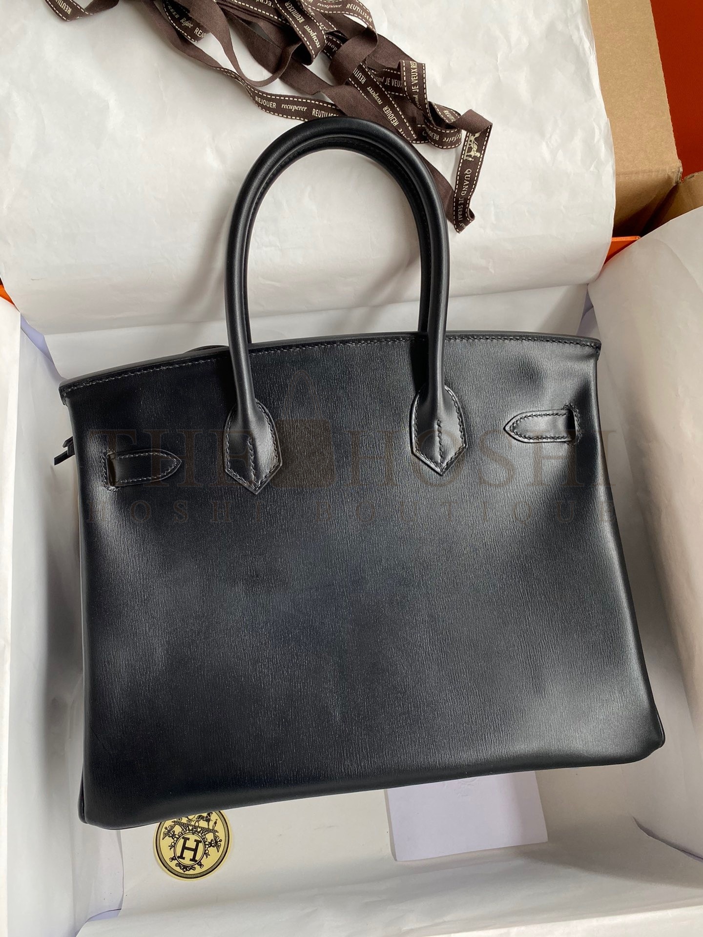H**me5 Birkin 30 Retourne Handmade Bag In Black Box Calfskin Master Quality