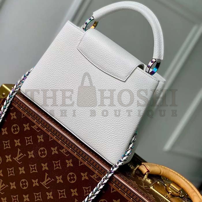 L0vis Vvtt0n LV Women Capucines BB Handbag Snow White Taurillon Leather Cowhide Lining Master Quality