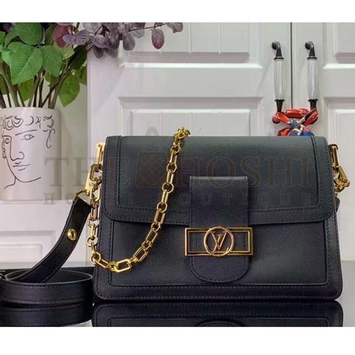 L0vis Vvtt0n LV Women Dauphine Soft MM Handbag Black Calfskin Leather M25209 Master Quality