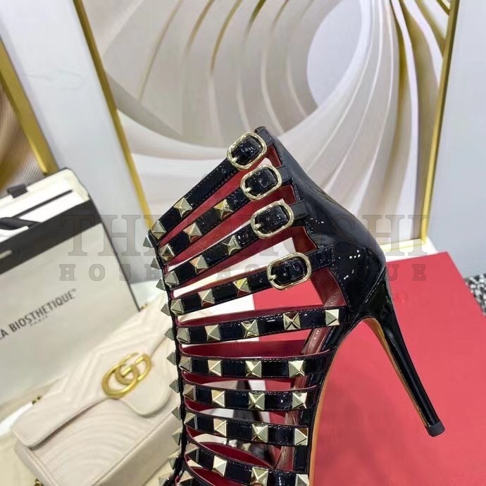 Va1e*ntin0 Rockstud Alcove Boots In Black Patent Leather Master Quality