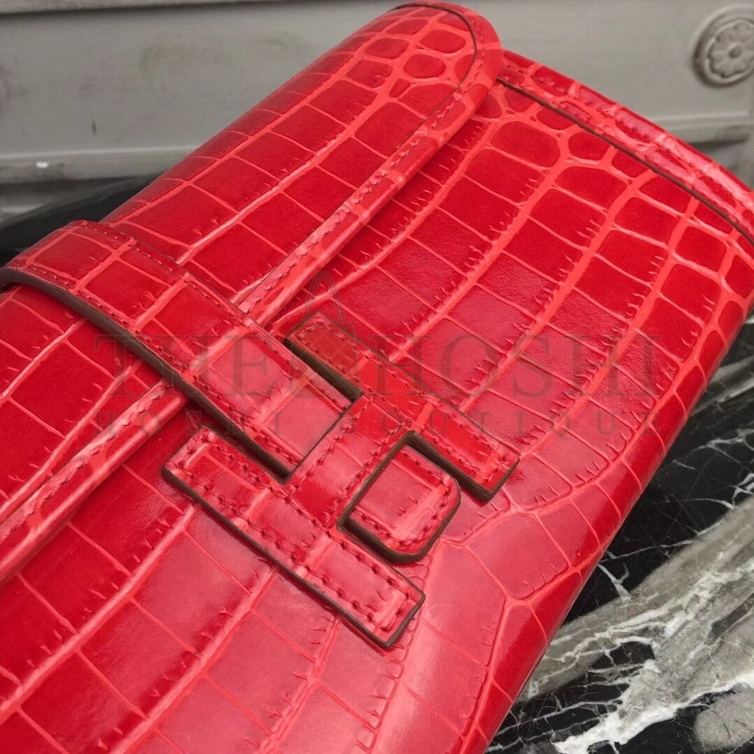 H**me5 Jige Elan 29 Clutch In Red Crocodile Leather Master Quality