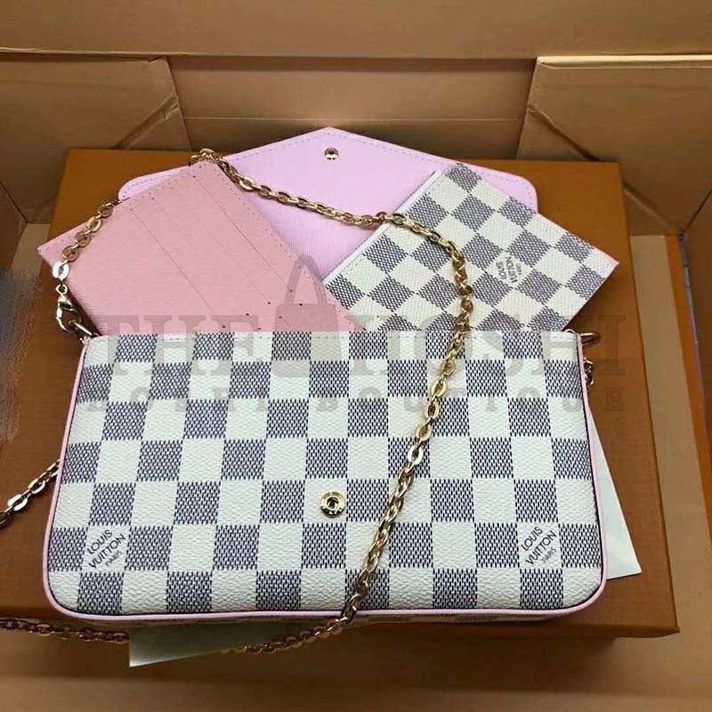 L0vis Vvtt0n LV Women Sarah Wallet in Damier Azur Canvas-Pink Master Quality
