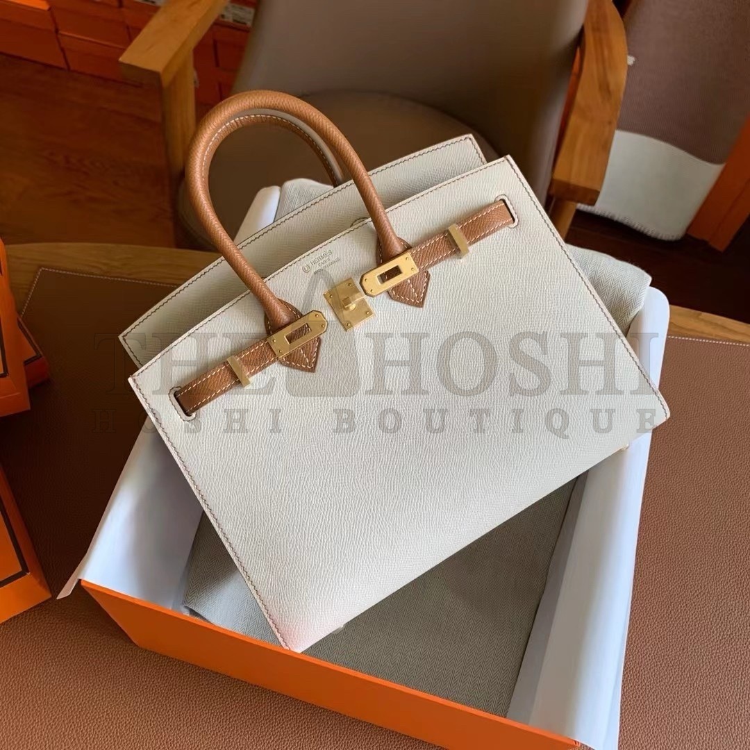 H**me5 HSS Birkin 25 Sellier Bag in Craie and Gold Epsom Calfskin Master Quality