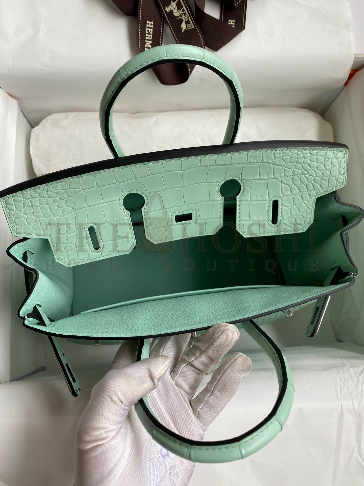 H**me5 Birkin 25 Retourne Handmade Bag In Vert D