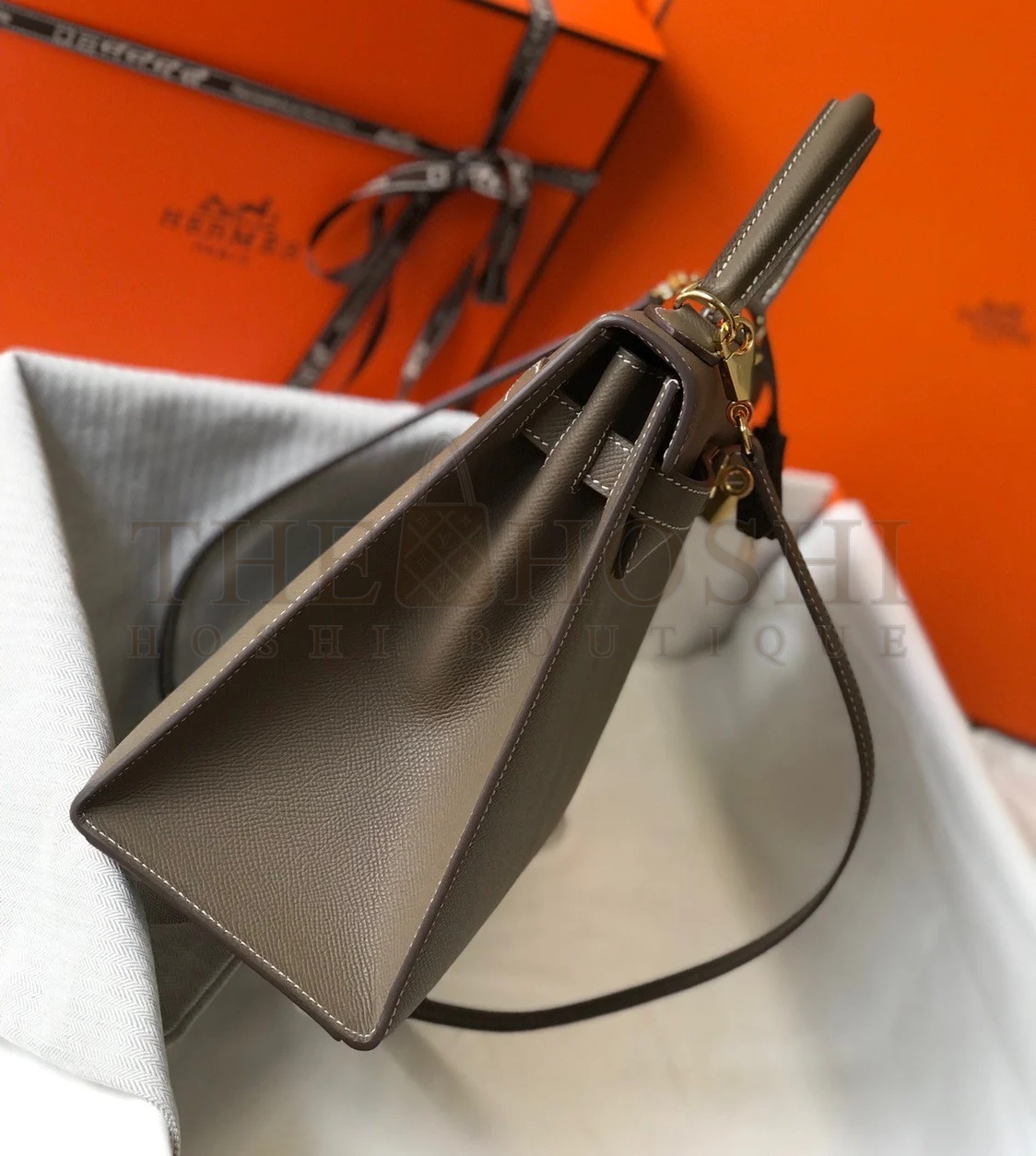 H**me5 Kelly 32cm Sellier Bag in Taupe Epsom Calfskin GHW Master Quality