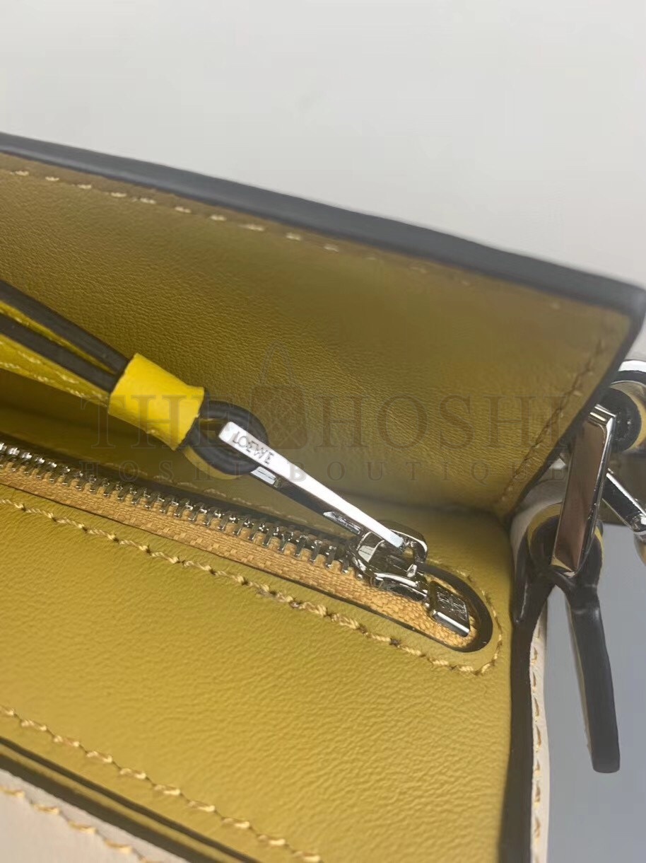 L0ew* Mini Puzzle Bag In Ochre/White/Yellow Calfskin Master Quality