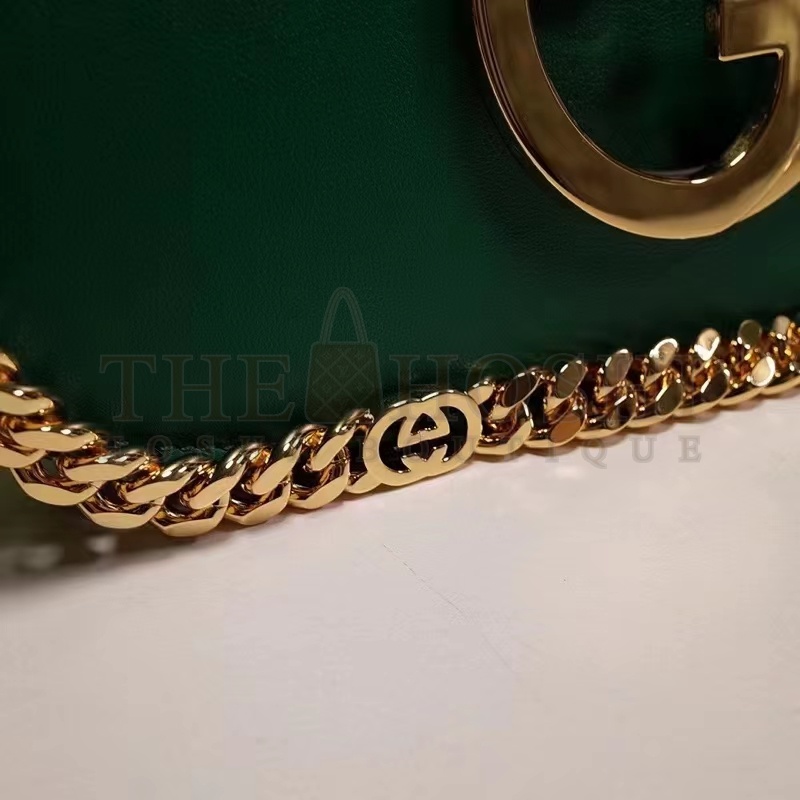 Gvc*1 Women GG Blondie Shoulder Bag Emerald Green Leather Round Interlocking G Master Quality