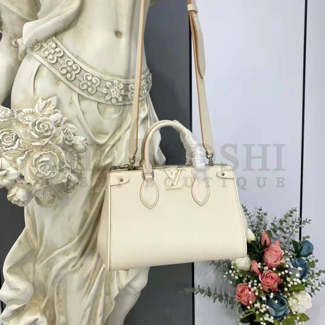 L0vis Vvtt0n LV Women Grenelle Tote MM Bag Galet Gray Epi Grained Cowhide Leather Master Quality