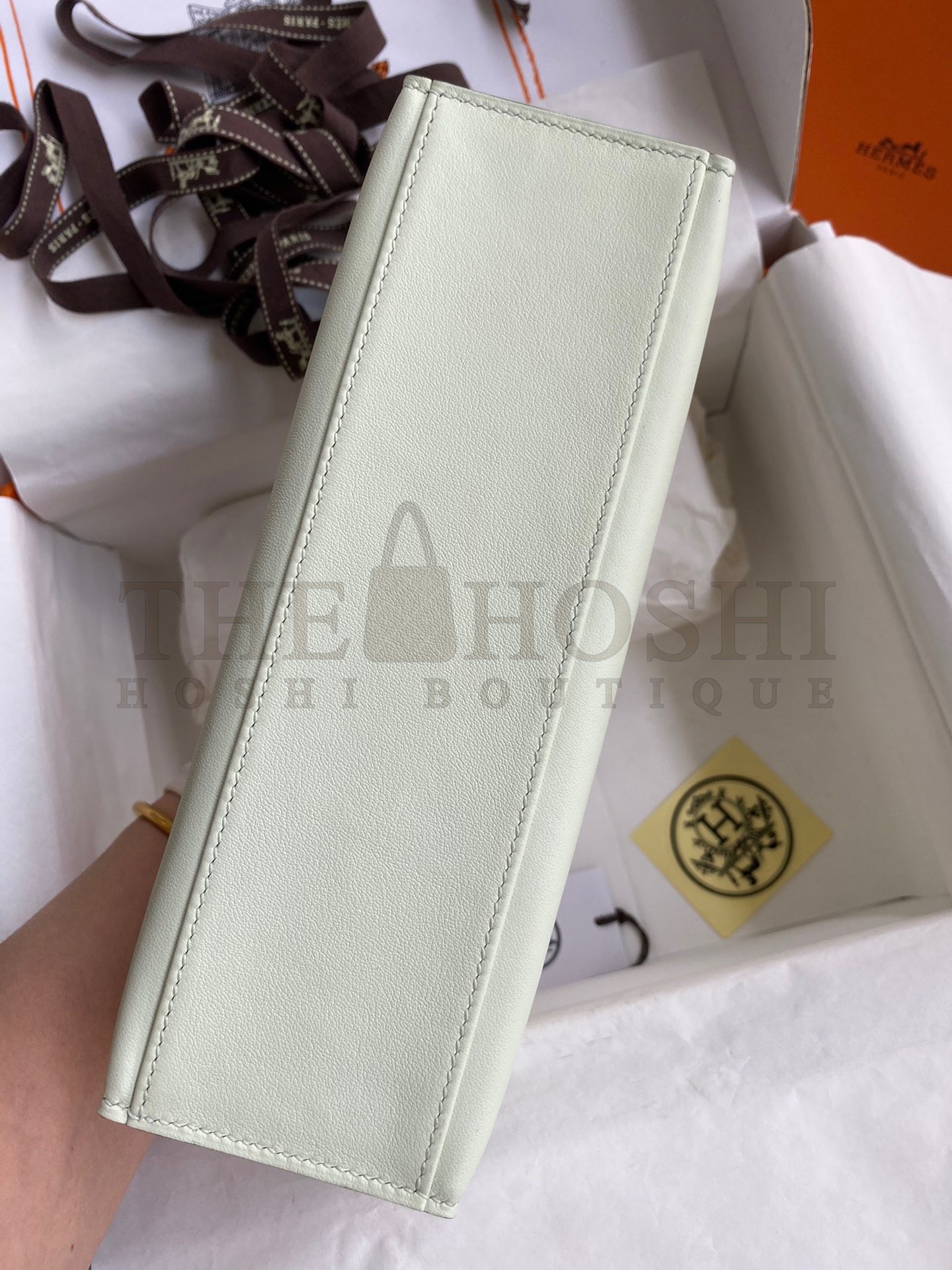 H**me5 Kelly Pochette Handmade Bag In Vert Fizz Swift Calfskin Master Quality