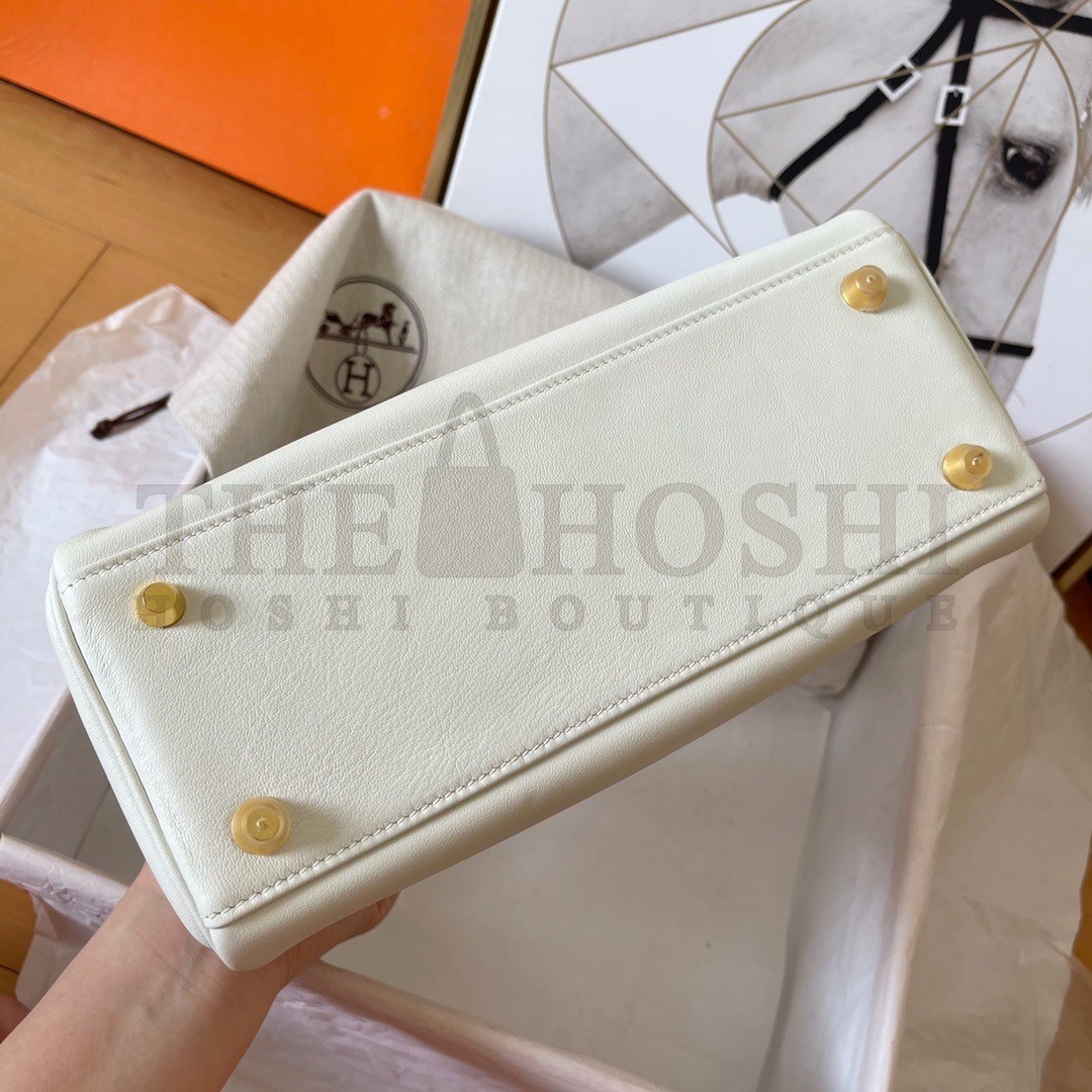 H**me5 Kelly Retourne 25 Handmade Bag In Craie Swift Calfskin Master Quality