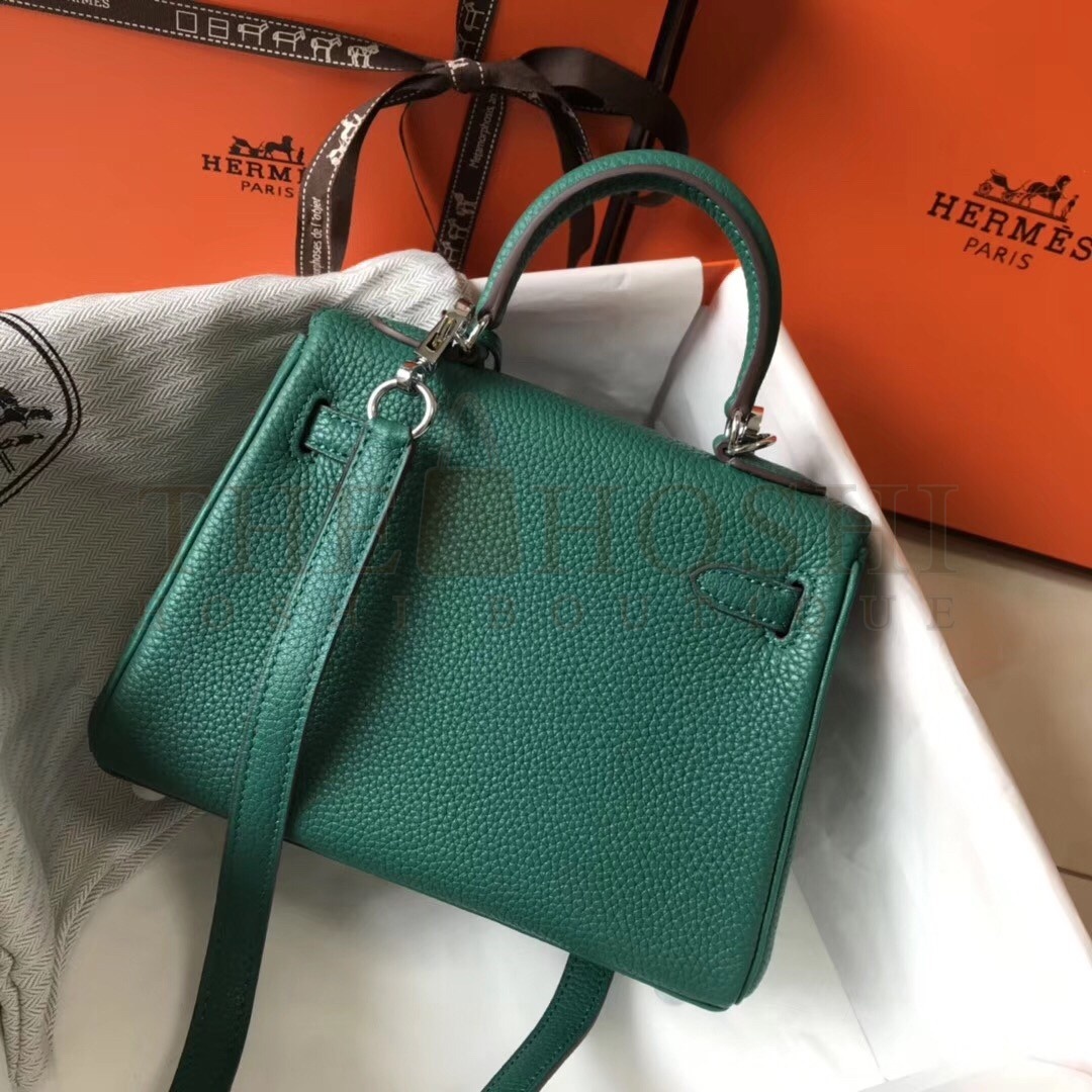 H**me5 Mini Kelly 20cm Bag In Malachite Clemence Leather Master Quality