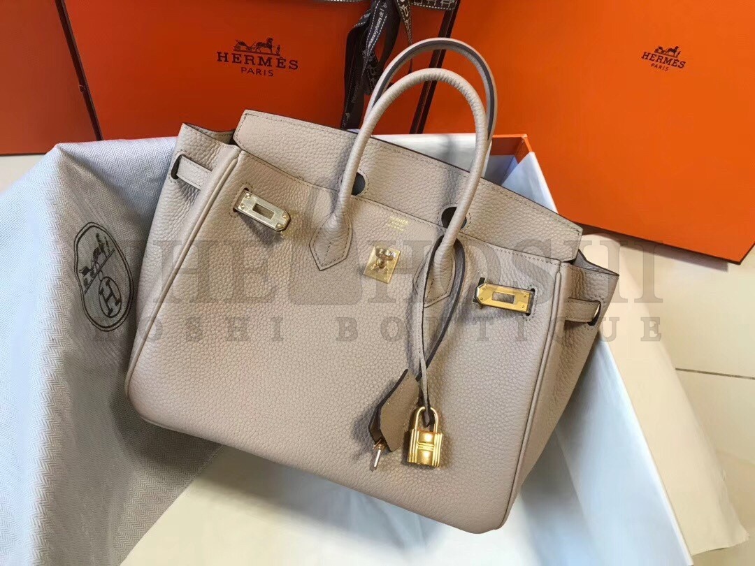H**me5 Birkin 25cm Bag In Argile Clemence Leather Master Quality