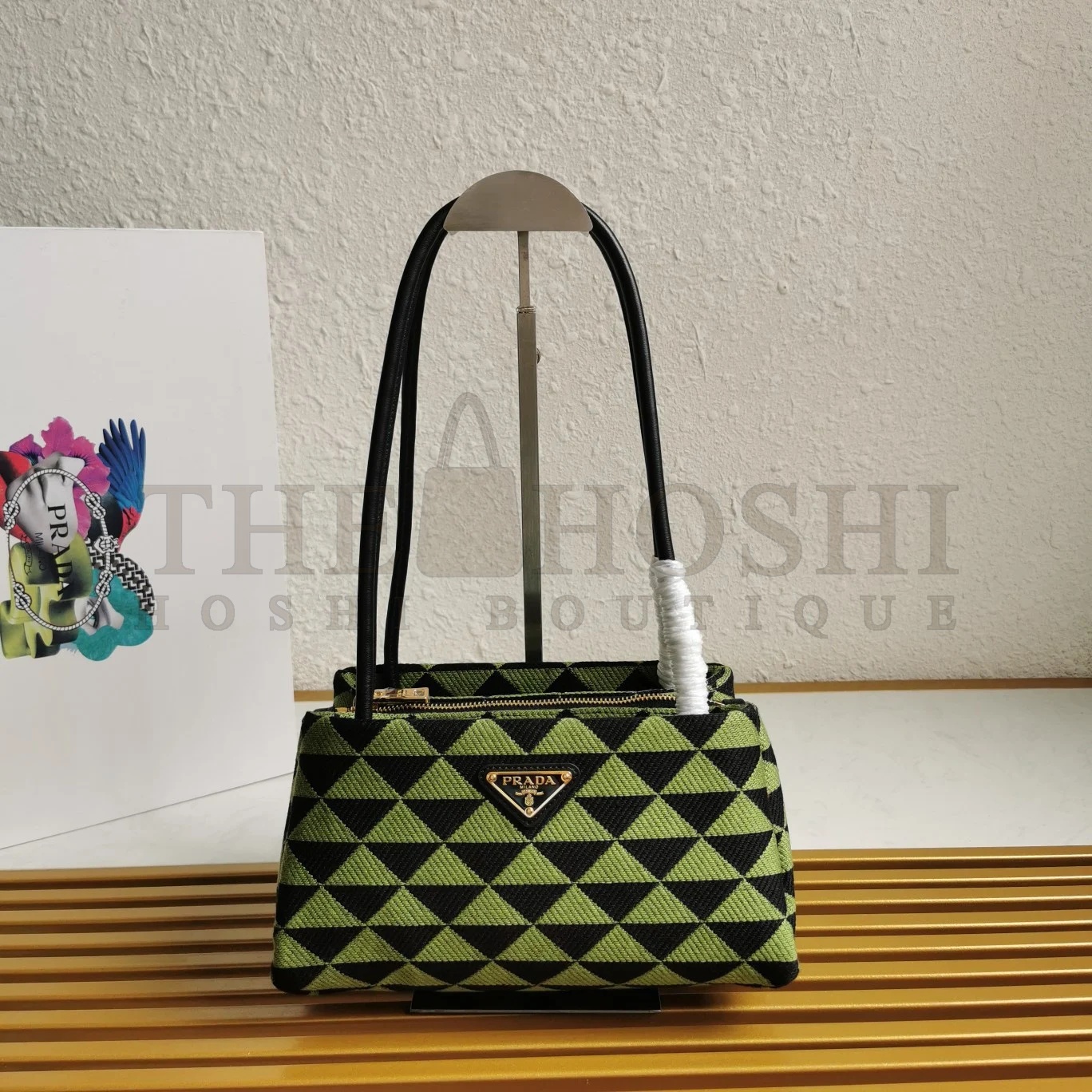 Pra*a S*pernova Small Shoulder Bag In Black/Green Fabric Master Quality