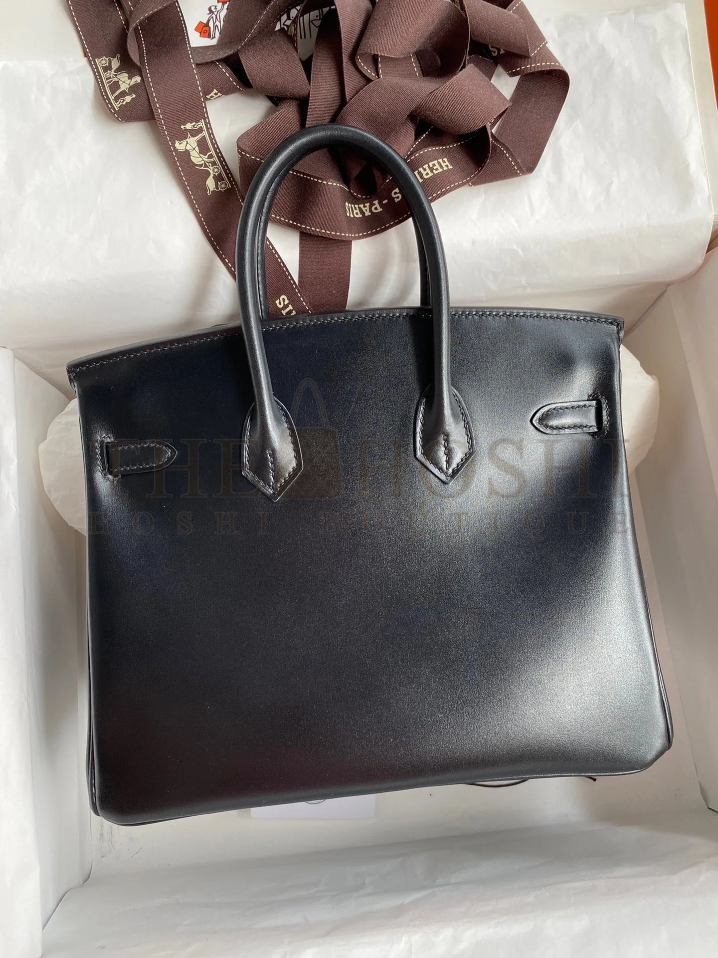 H**me5 Birkin 25 Retourne Handmade Bag In Black Box Calfskin Master Quality