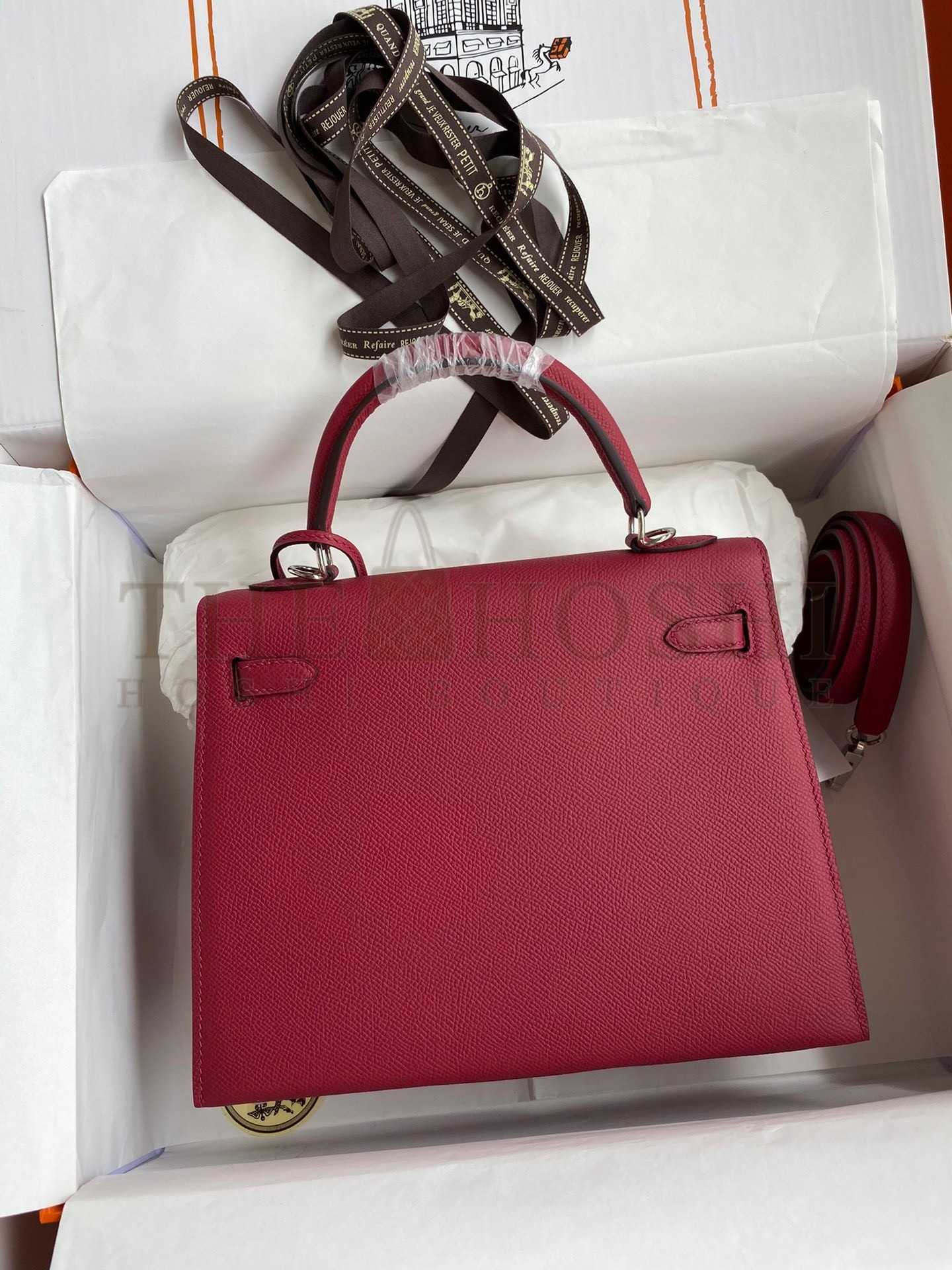 H**me5 Kelly Sellier 28 Handmade Bag In Ruby Epsom Calfskin Master Quality