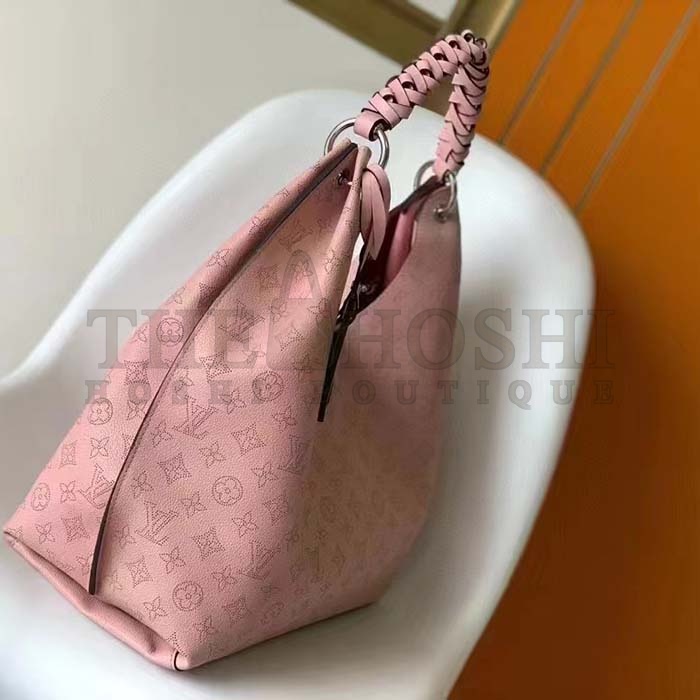 L0vis Vvtt0n LV Women Carmel Hobo Bag Pink Mahina Perforated Calfskin Leather Master Quality
