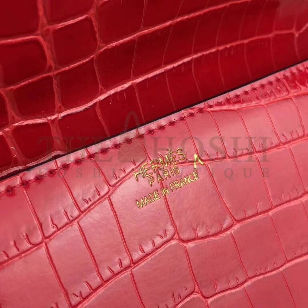 H**me5 Medor Clutch Bag In Cherry Crocodile Leather Master Quality