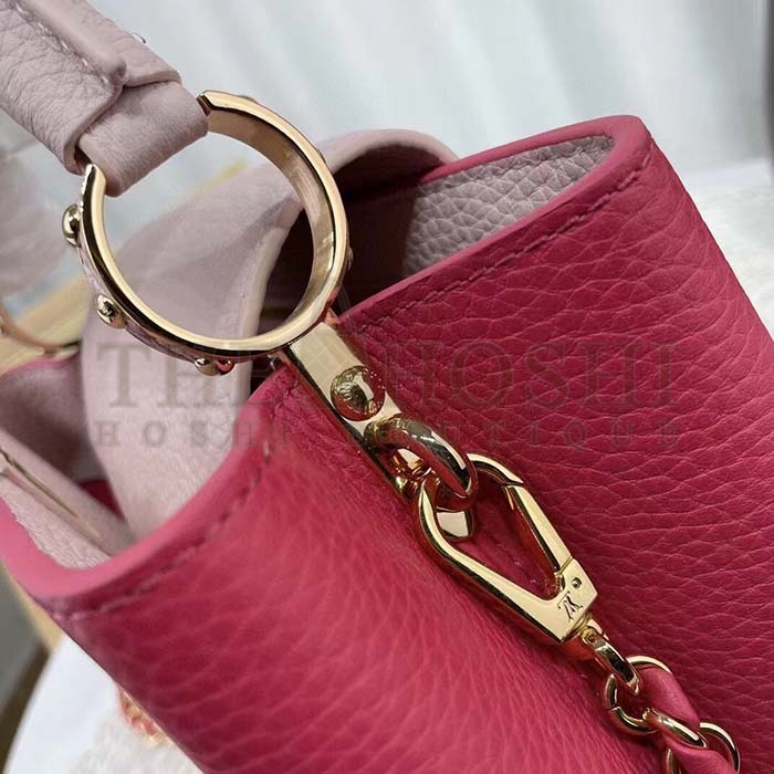 L0vis Vvtt0n LV Women Capucines BB Handbag Magenta Jasmine Pink Taurillon Cowhide Leather Master Quality