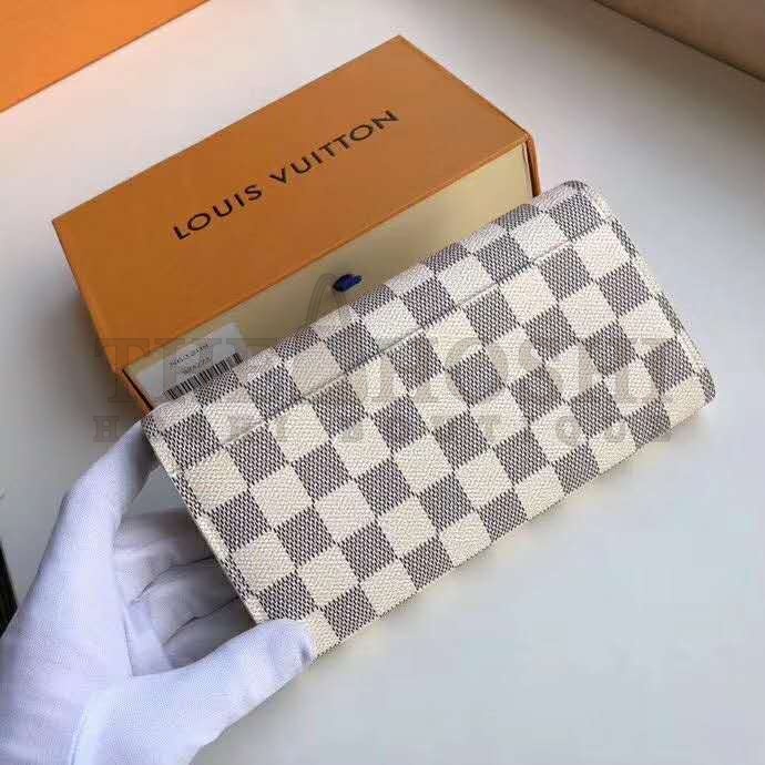 L0vis Vvtt0n LV Women Sarah Wallet Damier Azur Coated Canvas Master Quality