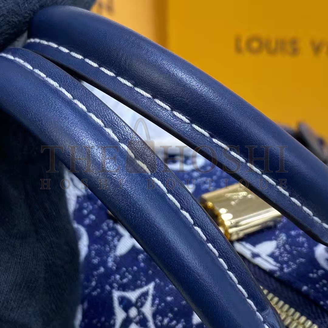 L0vis Vvtt0n LV Women Speedy Bandoulière 25 Handbag Navy Blue Denim Jacquard Calfskin Master Quality