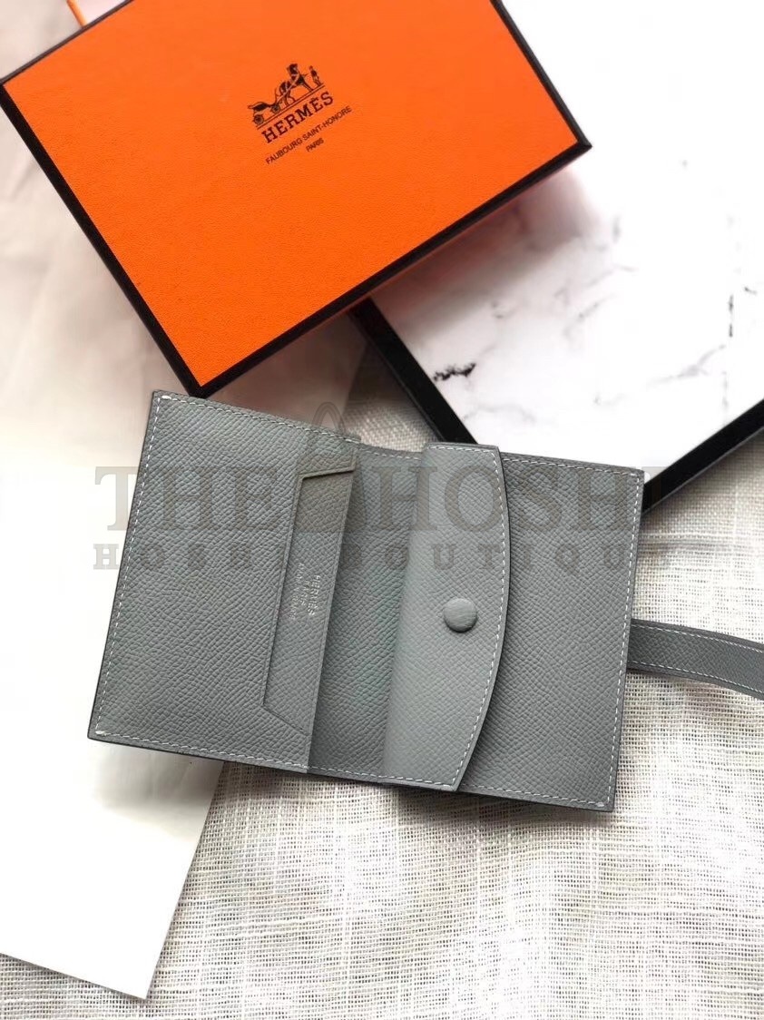 H**me5 Bearn Mini Wallet In Blue Lin Epsom Leather Master Quality
