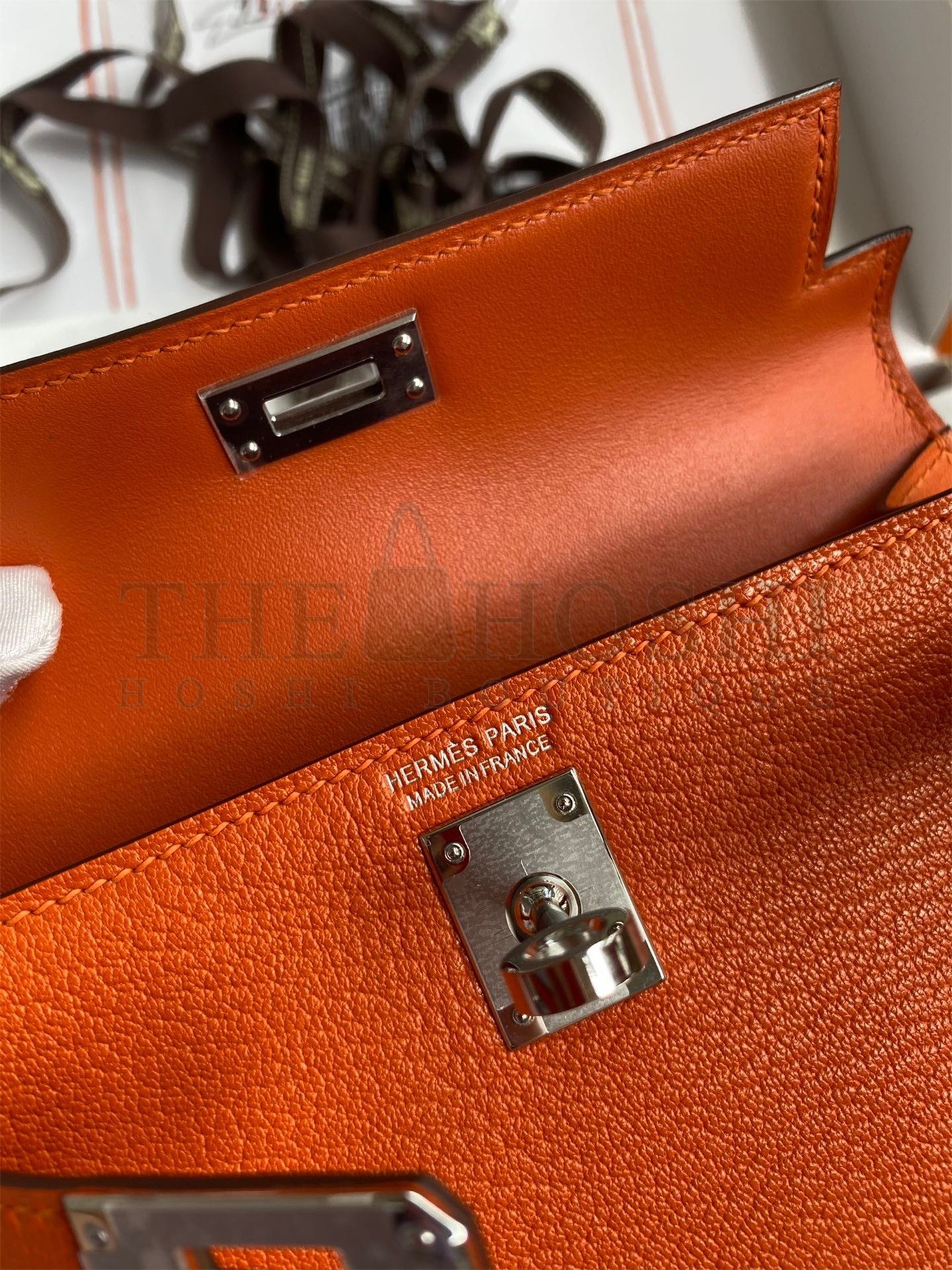 H**me5 Kelly Mini II Sellier Handmade Bag In Orange Chevre Mysore Leather Master Quality