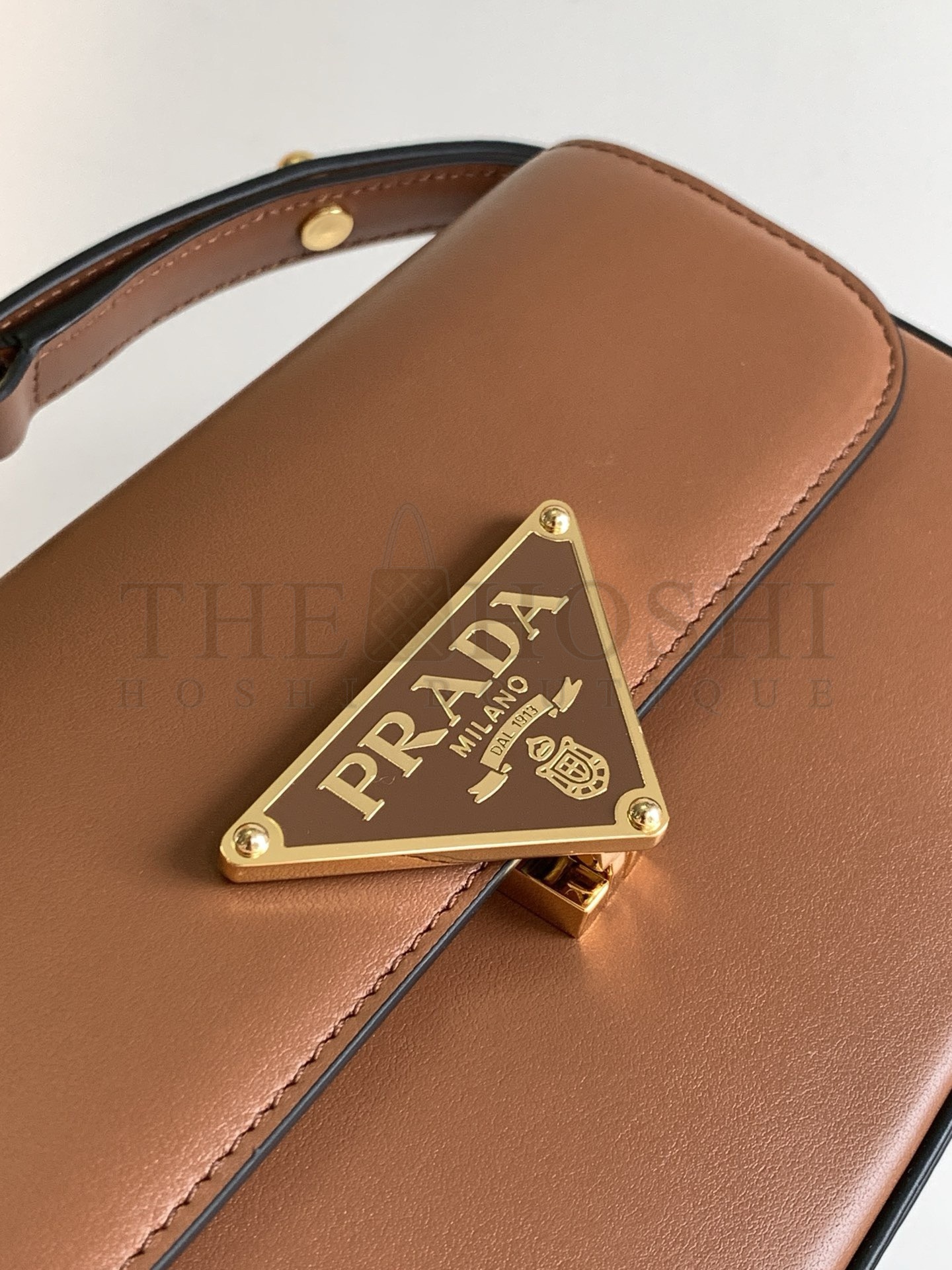Pra*a Shoulder Bag in Cognac Smooth Calfskin Master Quality