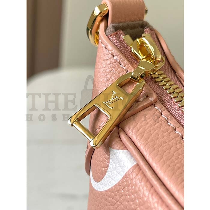 L0vis Vvtt0n LV Women Bagatelle Mini Hobo Handbag Pink Embossed Grained Cowhide Leather Master Quality