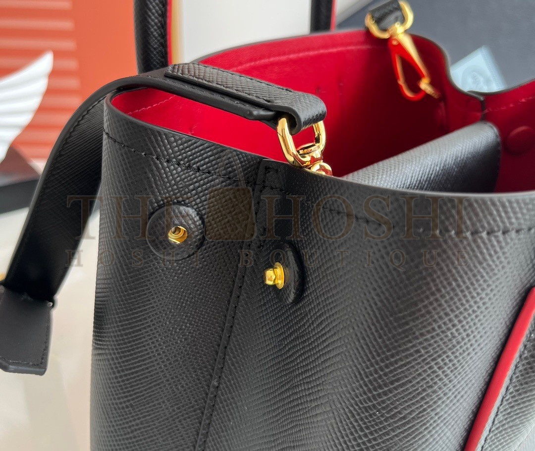 Pra*a Double Mini Bag In Black Saffiano Leather Master Quality