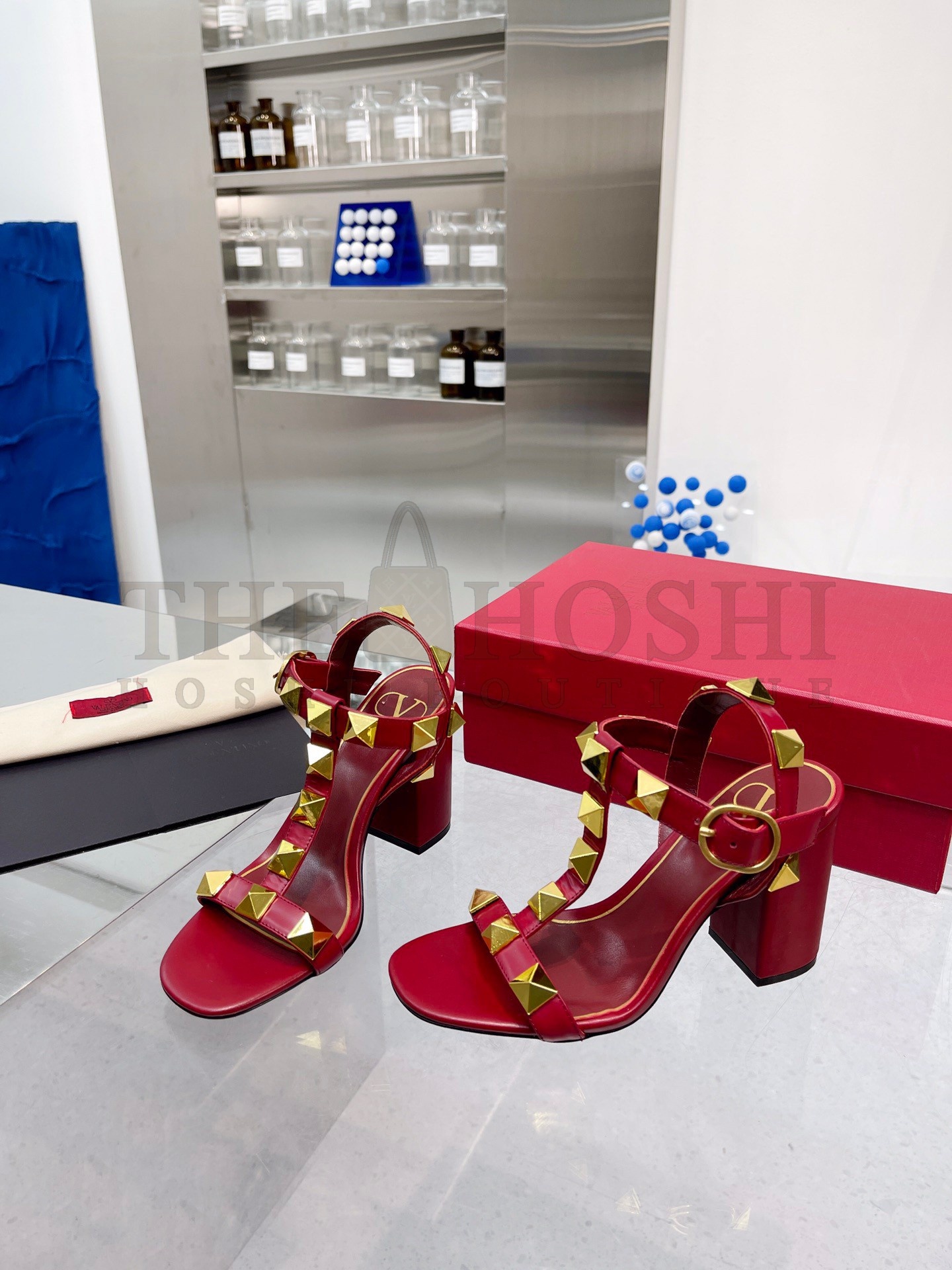 Va1e*ntin0 Roman Stud Sandals 90mm In Red Calfskin Master Quality