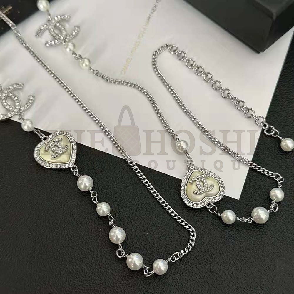 Ch**el Women Long Necklace in Metal Glass Pearls and Strass Master Quality