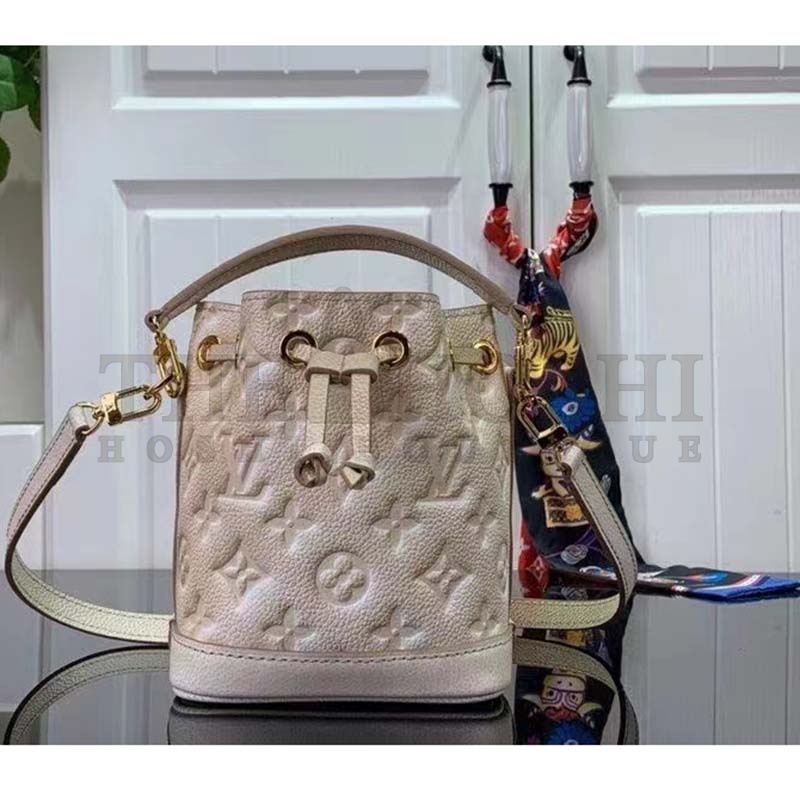L0vis Vvtt0n LV Women Nano Noé Bucket Bag Beige Monogram Embossed S*pple Grained Cowhide Master Quality