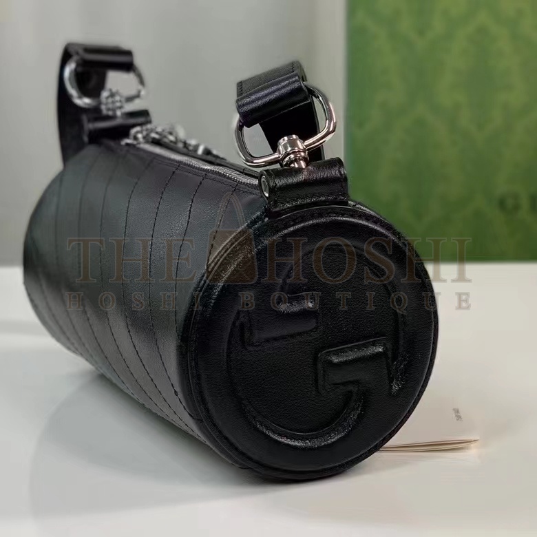 Gvc*1 Women GG Blondie Mini Shoulder Bag Round Interlocking G Black Leather Master Quality