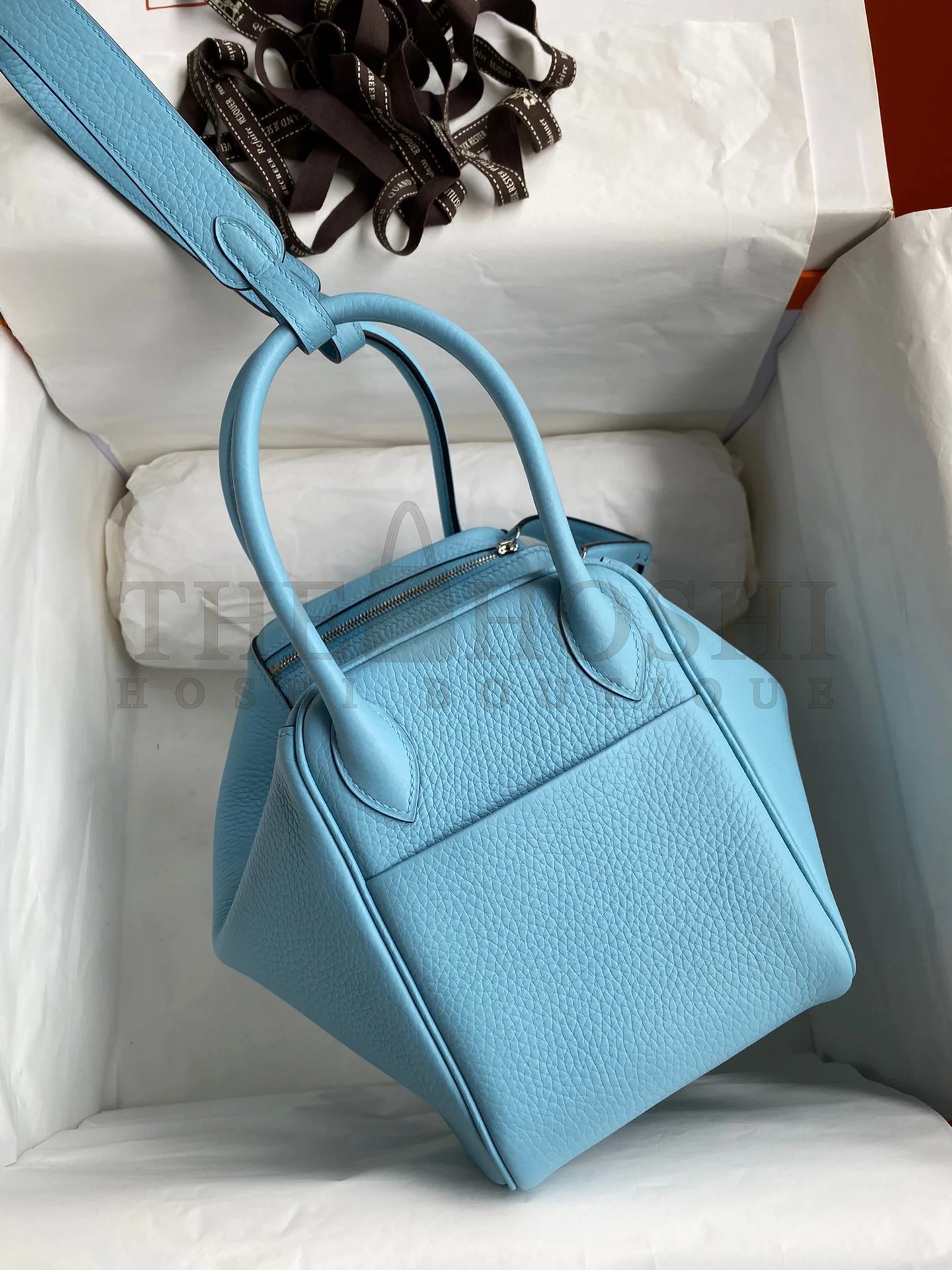 H**me5 Lindy 26 Handmade Bag In Blue Atoll Clemence Leather Master Quality