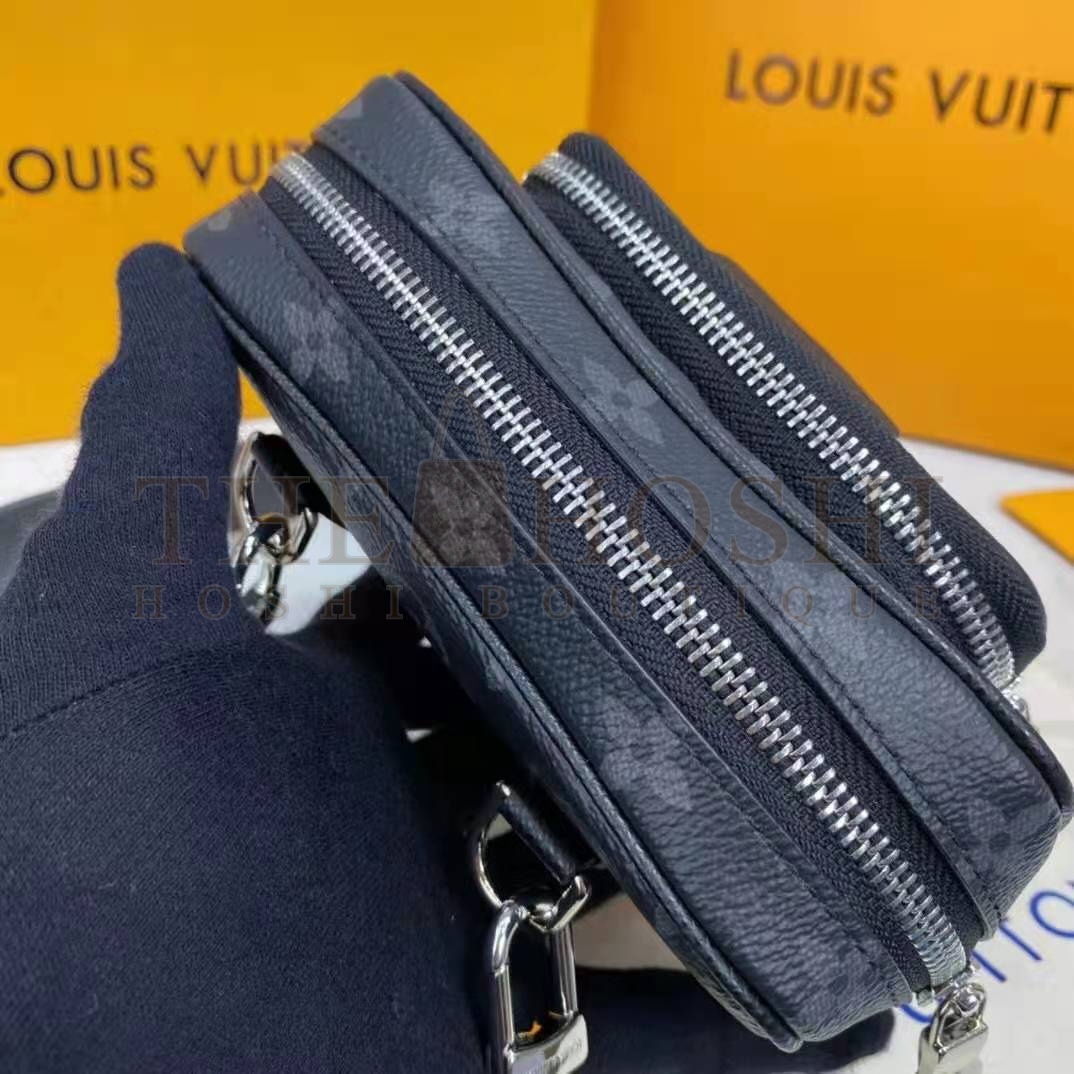 L0vis Vvtt0n LV Men Outdoor Pouch Taigarama Noir Black Coated Canvas Cowhide Leather Master Quality