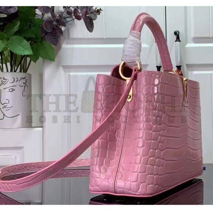 L0vis Vvtt0n LV Women Capucines MM Handbag Pink Crocodilien Brillant Savoir Faire Master Quality