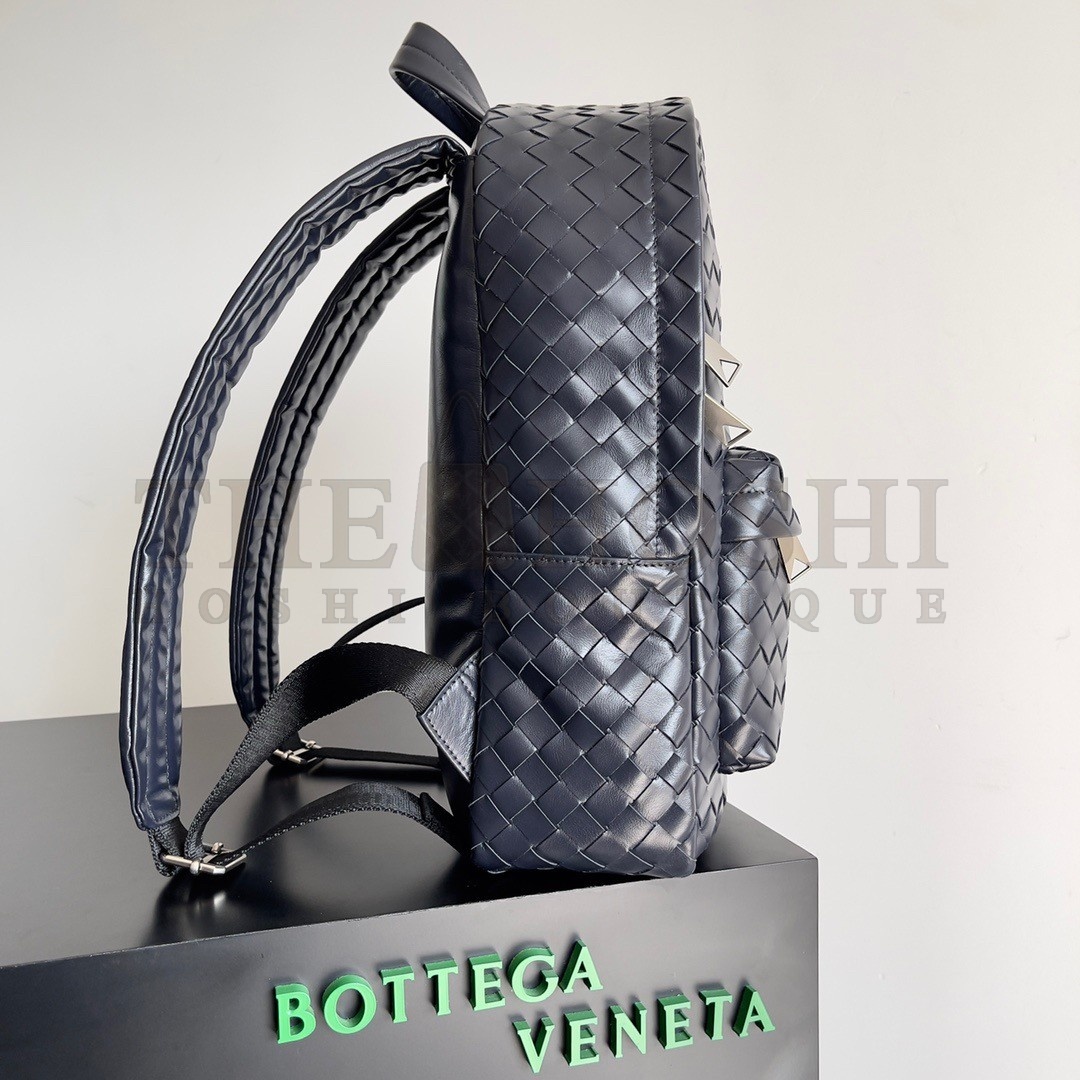 B0tt*ga Ven*ta Small Backpack In Dark Blue Intrecciato Calfskin Master Quality