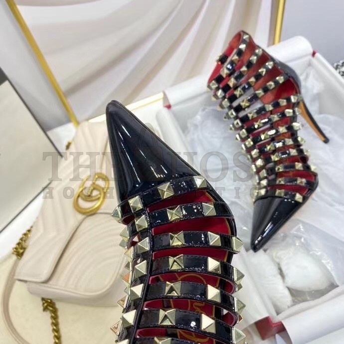 Va1e*ntin0 Rockstud Alcove Boots In Black Patent Leather Master Quality