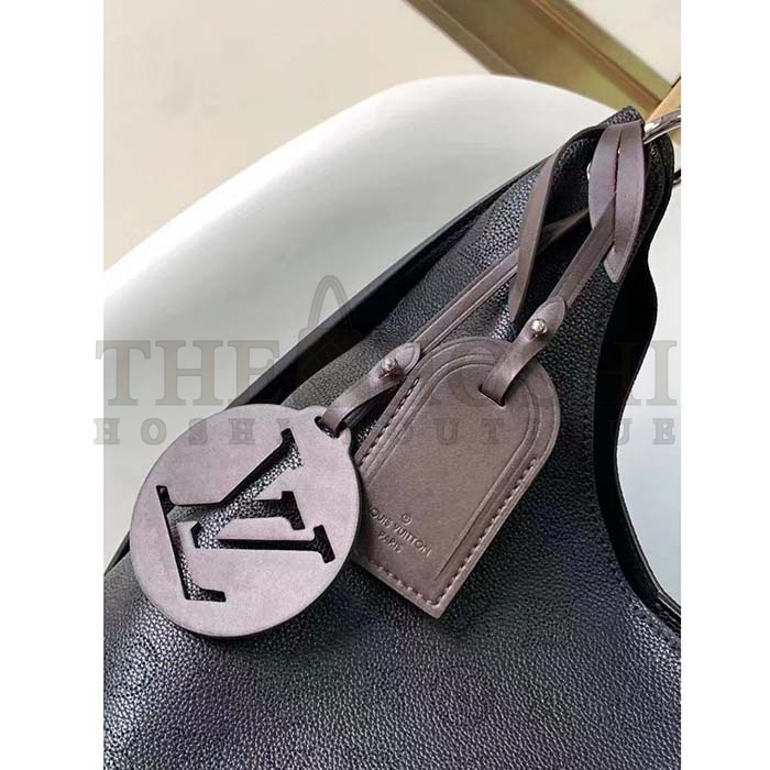 L0vis Vvtt0n LV Women Carmel Hobo Bag Black Mahina Perforated Calf Leather Master Quality
